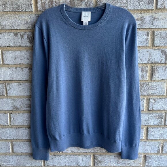 Calvin Klein Long Sleeve Crew Neck Wool Blend Blue Sweater Men's Size M - Picture 1 of 7